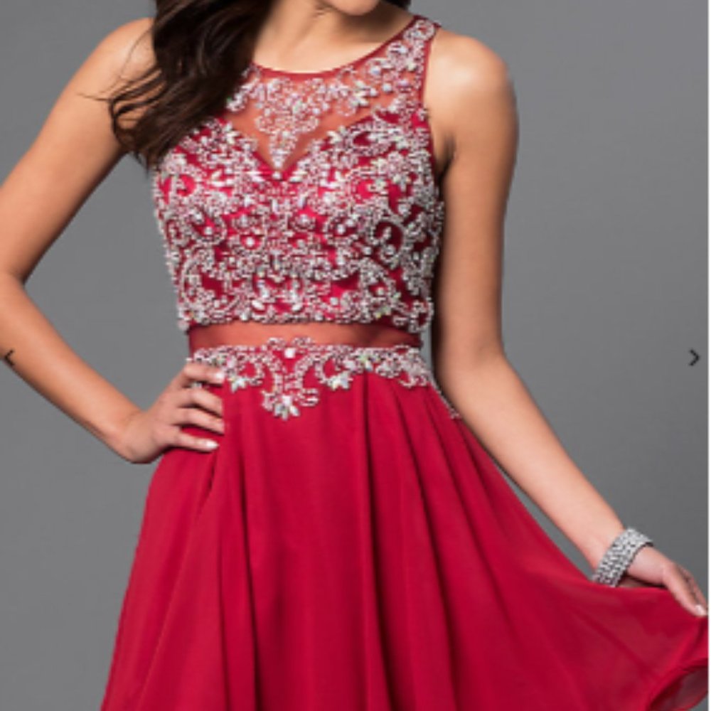 Mock Two-Piece Short A-Line Homecoming Dress
